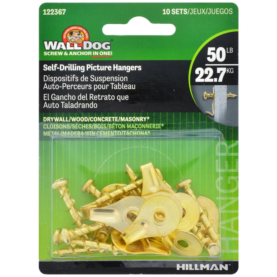 Hillman Self-Drilling Wall Dog with Picture Hanging Hook, 122367, 50 LB - Image 2