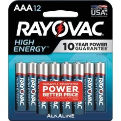 Rayovac High Energy Alkaline Batteries, 12-Pack, 824-12K, AAA