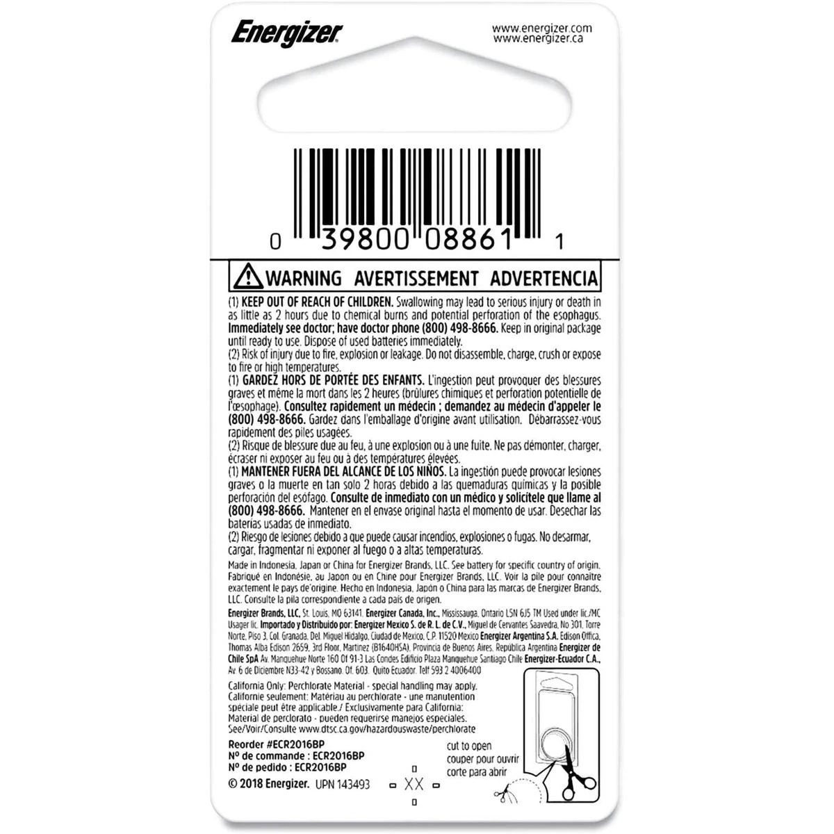 Energizer Lithium Battery, 1-Pack, ECR2016BP, 2016 - Image 2