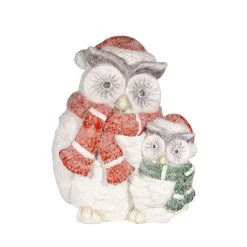 Alpine Snow Friends Winter Owl Family Statue, QWR900